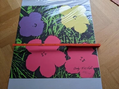 Druck Siebdruck Andy Warhol Flowers Nummeriert Im Druck Signiert 60x60cm - Bild 1 von 4