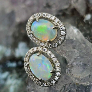 Céline Veya Lightning Ridge Crystal Opal 0.80ct S925 Silver Stud Earrings - Bild 1 von 6