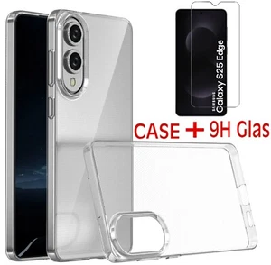Housse Pour Samsung Galaxy S25 Edge 5G Étui Silicone Coque + Verre Trempé 9H - Photo 1/9