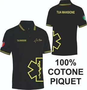 Polo cotone nera personalizzata  tuo nome e tua mansione medico, infermiere, ecc - Foto 1 di 2