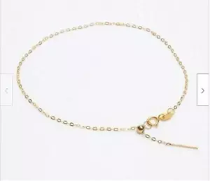 18" Real 18K SOLID GOLD NECKLACE O-shaped Clavicular chain adjustable chain - Picture 1 of 6