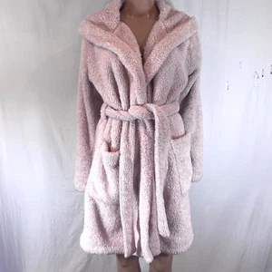 UGG women’s Hooded Robe sz M Pink with silver Sparkly accents. Polyester blend - Picture 1 of 13