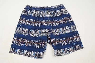 Toes on the Nose Navy Blue Boat Harbor Lined Active Hybrid Surf Shorts Mens L - Imagem 1 de 4