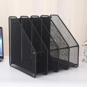 Mesh Desktop File Folder Organiser, 4-Compartment Desk Organiser for Document Fo - Picture 1 of 8
