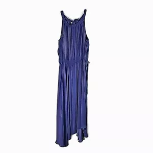 Maxi Dress by Chico's Flowy Blue Gathered tie top Size 2 Medium - Picture 1 of 8