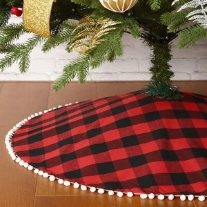 Classic Red Buffalo Plaid Christmas Tree Skirt  36″/48″/59″ Premium Holiday Deco - Picture 1 of 18