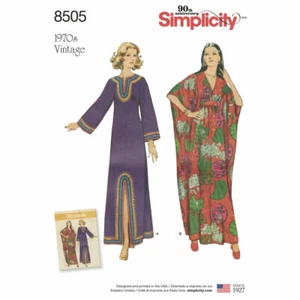 Patrón de costura Simplicity 8505 Misses' Retro años 70 Caftanes S,M,L - Imagen 1 de 5