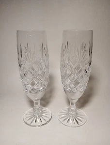 Thomas Webb Warwick Crystal Cut Short Stem Champagne Flutes x 2 - Picture 1 of 13