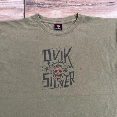 Vintage Y2K Quicksilver T shirt Double Sided Spell Out Green Men’s Size Large - Image 1 of 4