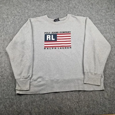 Ralph Lauren Jersey Para Hombres Extra Grande Gris Bandera de EE. UU. Sudadera Polo Jeans RL Foto 1 de 4