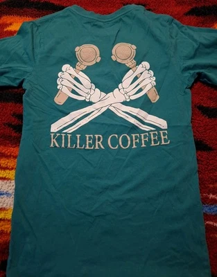 Dutch Bros Coffee Killer Coffee Wolf Long Sleeve Crew Neck Green Small EUC - Image 1 of 4