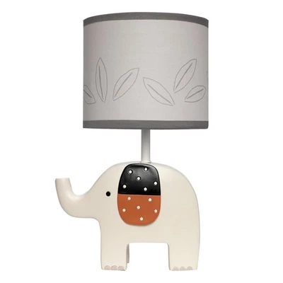 Lambs & Ivy Patchwork Jungle Modern Cream Elephant Lamp With Gray Shade & Bulb - Image 1 of 4