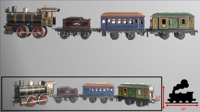 1920's Uncommon Bing #0-35 Clockwork 0-gauge Passenger Train Set - Image 1 of 4