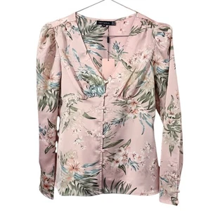 NEW PRETTY DARLING Blouse Empire Waist 6 Pink Floral Cottage Fairy Coquette - Picture 1 of 8
