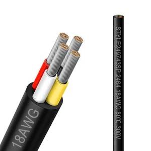 18 Stärke 4 Leiter Elektrischer Draht, 33 Fuß 18 AWG Schwarz PVC Litze Verzinnt Co... - Bild 1 von 7