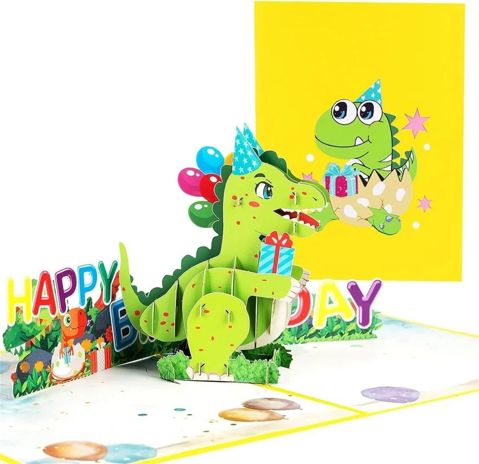 Dinosaur Birthday Pop Up Card, Birthday Card with Fun Dinosaur Design, 3D - image 1 of 4