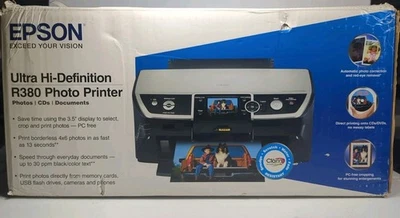 Epson Ultra Hi-Definition R380 Photo Printer NEW Boxed Stylus Prints CDs USB PC - Image 1 of 4