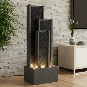 Gartenbrunnen BK903 Wasserwand 99 cm Springbrunnen mit LED Wasserfall Gartendeko - Bild 1 von 15