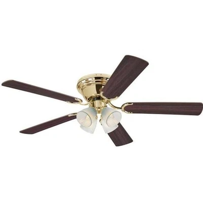 Westinghouse 52" Polished Brass Finish Walnut/Oak Reversible Blade Ceiling Fan - Image 1 of 4