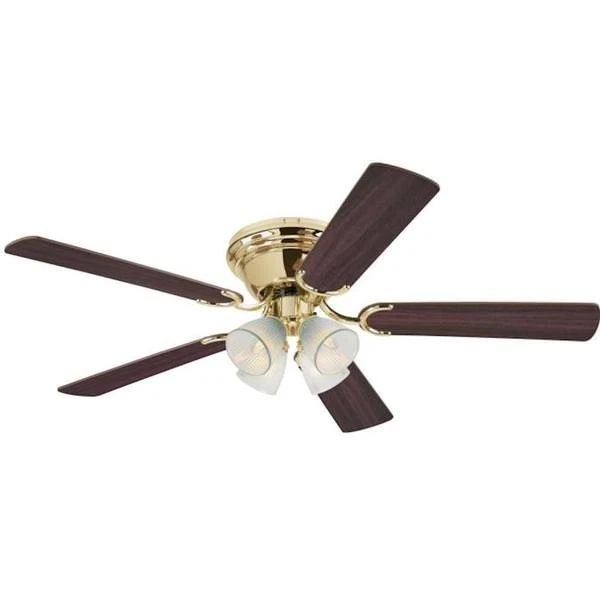 Westinghouse 52" Polished Brass Finish Walnut/Oak Reversible Blade Ceiling Fan - Image 1 of 4