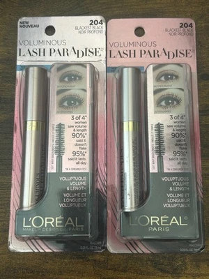 L'Oreal Voluminous Lash Paradise WATERPROOF Mascara BLACKEST BLACK 204 - 2 Pack - Image 1 of 3