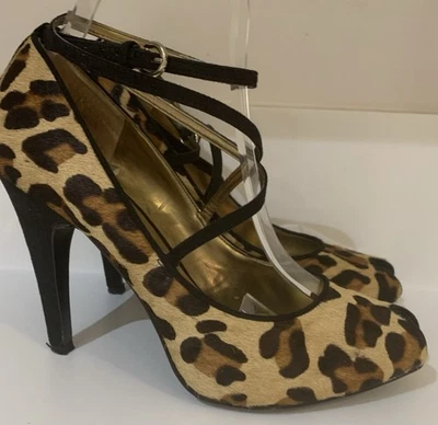 Nine West Heels Leopard Print Fur Leather High Platform Animal Print UK 7 - Image 1 of 4