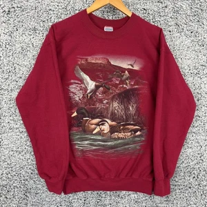 Vintage Mallard Ducks Sweatshirt Adult Medium Red Heavyweight Graphic Crewneck - Picture 1 of 10