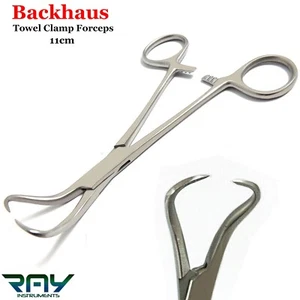 Abrazadera de bloqueo para toalla Backhaus 11 cm tejido de agarre quirúrgico veterinario - Imagen 1 de 5