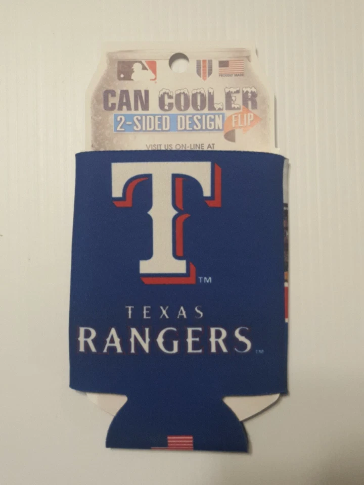 Texas Rangers MLB Stadium Can Cooler Holder Bottle Neoprene Fan Sleeve Baseball