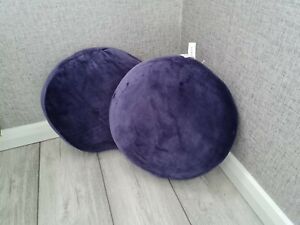 1pcs Soft Velvet Round Scatter Cushion Filled 38cm Diameter Plush Dark Blue Navy