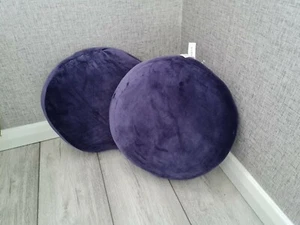 1pcs Soft Velvet Round Scatter Cushion Filled 38cm Diameter Plush Dark Blue Navy - Picture 1 of 3