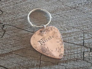 copper guitar pick keychain handmade with YOUR name - Picture 1 of 4