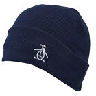 ORIGINAL PENGUIN Mens Navy Blue Ribbed Knit Winter Beanie Hat | One Size