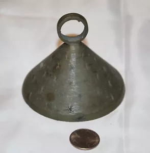 Antique Asian Indian Old  Brass Hindu Temple Use Worship Small Bell 3.5" x 3.5" - Picture 1 of 4