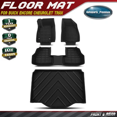 4x Front & Rear & Trunk Black Floor Mats Liners for Buick Encore Chevrolet Trax - Image 1 of 4