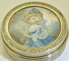 One of a Kind Antique Napoleon III Era French Hand Painted Silver Snuff Box