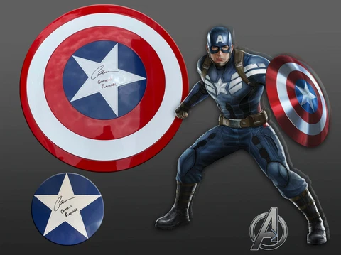 CHRIS EVANS SIGNED AUTOGRAPH MARVEL CAPTAIN AMERICA SHIELD BECKETT BAS COA 1 Cover