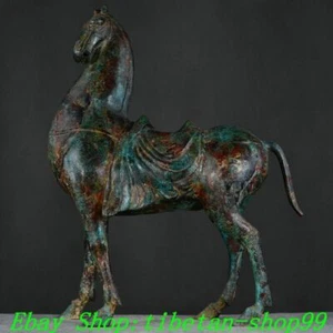 13.3'' Antique Old Chinese Bronze Ware Western Zhou Dynasty Animal Horse Statue - Picture 1 of 9