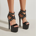Women Peep Toe Platform Sandals Pumps High Heels Stilettos Party Dress Shoes