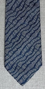 Charvet Place Vendome Silk Tie Dark Blue Abstract Line Stripe France 3 3/8"x 58" - Picture 1 of 16