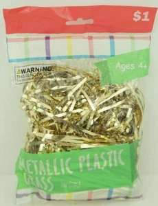 NEW Easter Gold Metallic Plastic Grass 1OZ Ages 4+ - Picture 1 of 2