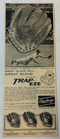 1960 Rawlings baseball glove ad ~ KEN BOYER Great Glove Man ~ Cardinals Cover