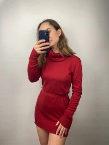 Escada Sport Seda Cachemira Suéter Largo Cuello Tortuga Rojo Hecho en Rumania S - Imagen 1 de 8