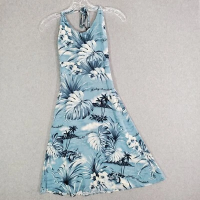 Tori Richard x Harley Davidson Women Dress Small Blue Floral Hawaiian A-Line - Image 1 of 4
