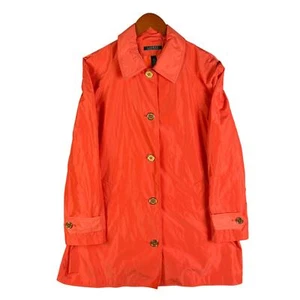 Lauren Ralph Lauren Rain Trench Coat Jacket Full Button Down Orange Womens Large - Picture 1 of 7