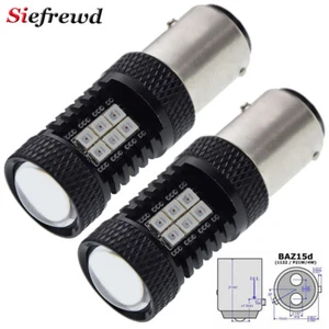 2 rote P21/4W BAZ15d 3030 LED Heck Stop Bremse Standlicht Lampe Globe Birnen - Bild 1 von 9