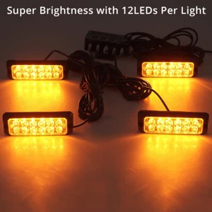 4X 12LED Auto Frontblitzer Warnleuchte Blitzlicht LKW Strobe Licht GELB 12/24V - Bild 1 von 10