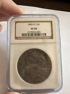 (68) 1890- CC VF20 Morgan Silver Dollar - Picture 1 of 4