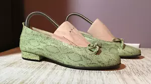 VALLEVERDE Women's Vivi F Leather Shoes Made in Italy Green Size 38 US 8 Vintage - Picture 1 of 11