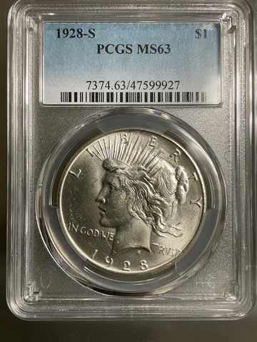 1928 S PEACE SILVER DOLLAR $1 PCGS MS63 *PQ* 47599927 Cover
